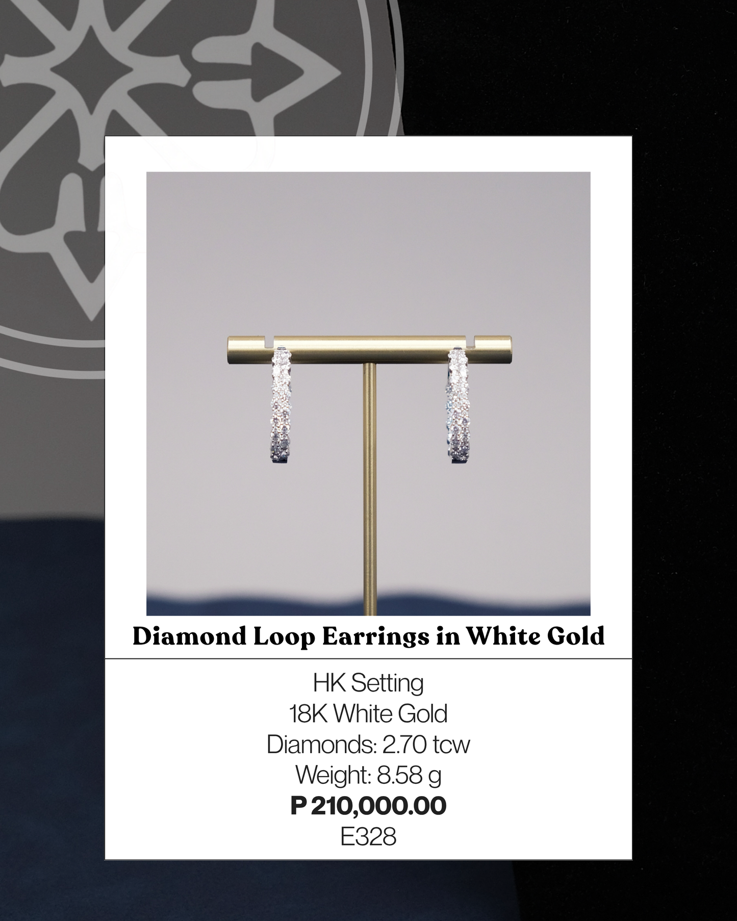 Diamond Loop Earrings in White Gold