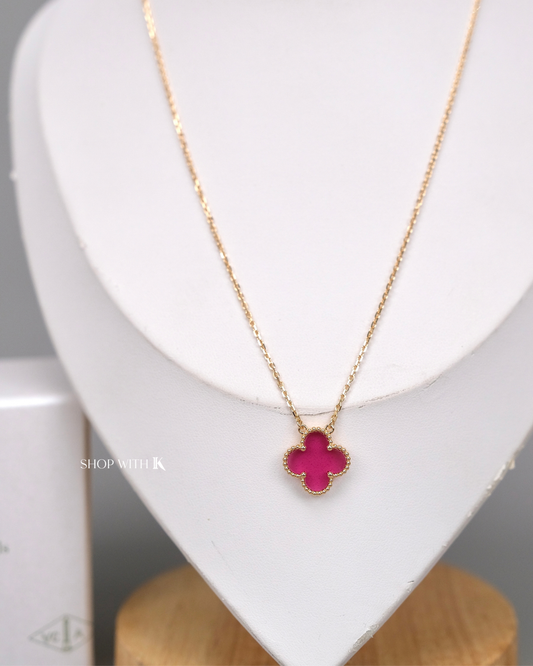 VCA Vintage Alhambra Pink Enamel Necklace