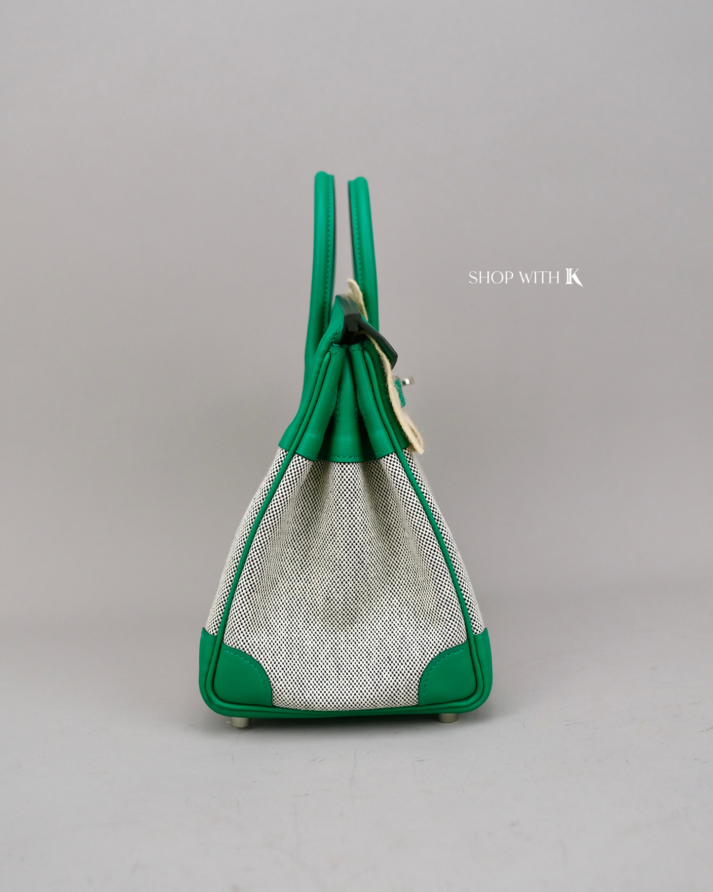 Hermes Birkin 25 Toile Swift Vert Vertigo PHW