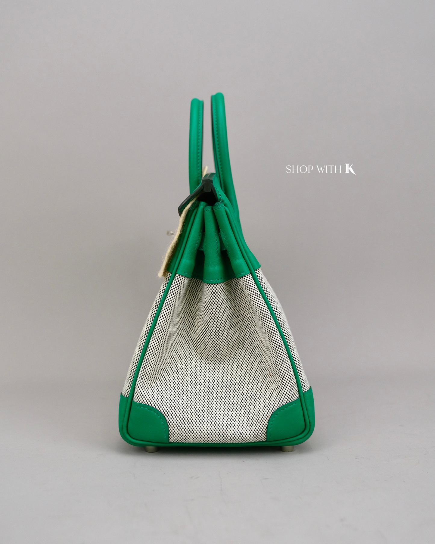 Hermes Birkin 25 Toile Swift Vert Vertigo PHW