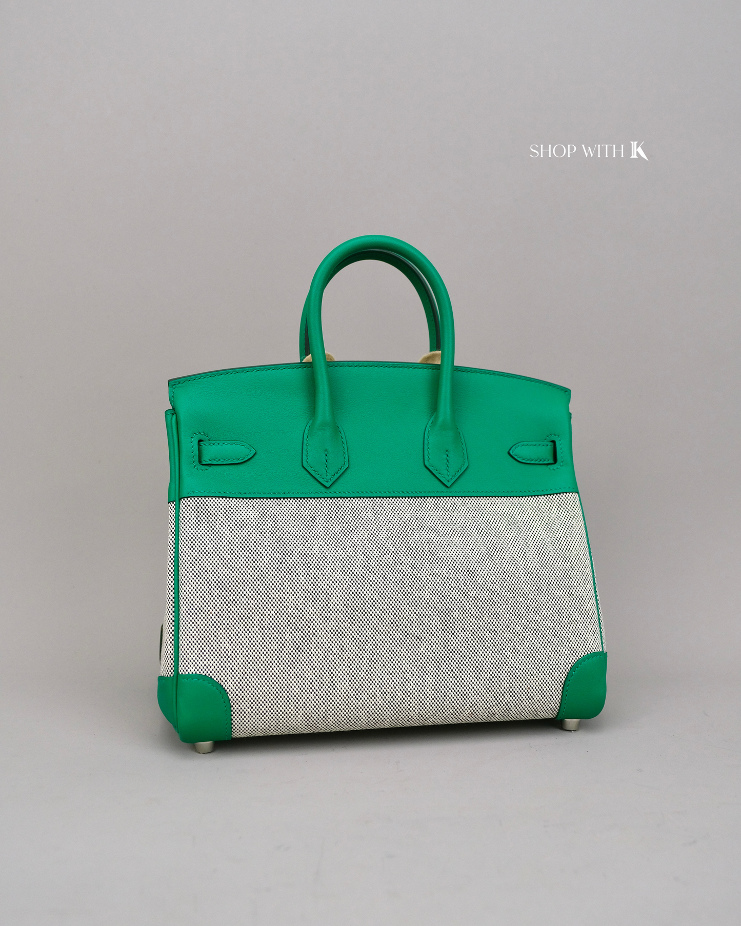 Hermes Birkin 25 Toile Swift Vert Vertigo PHW