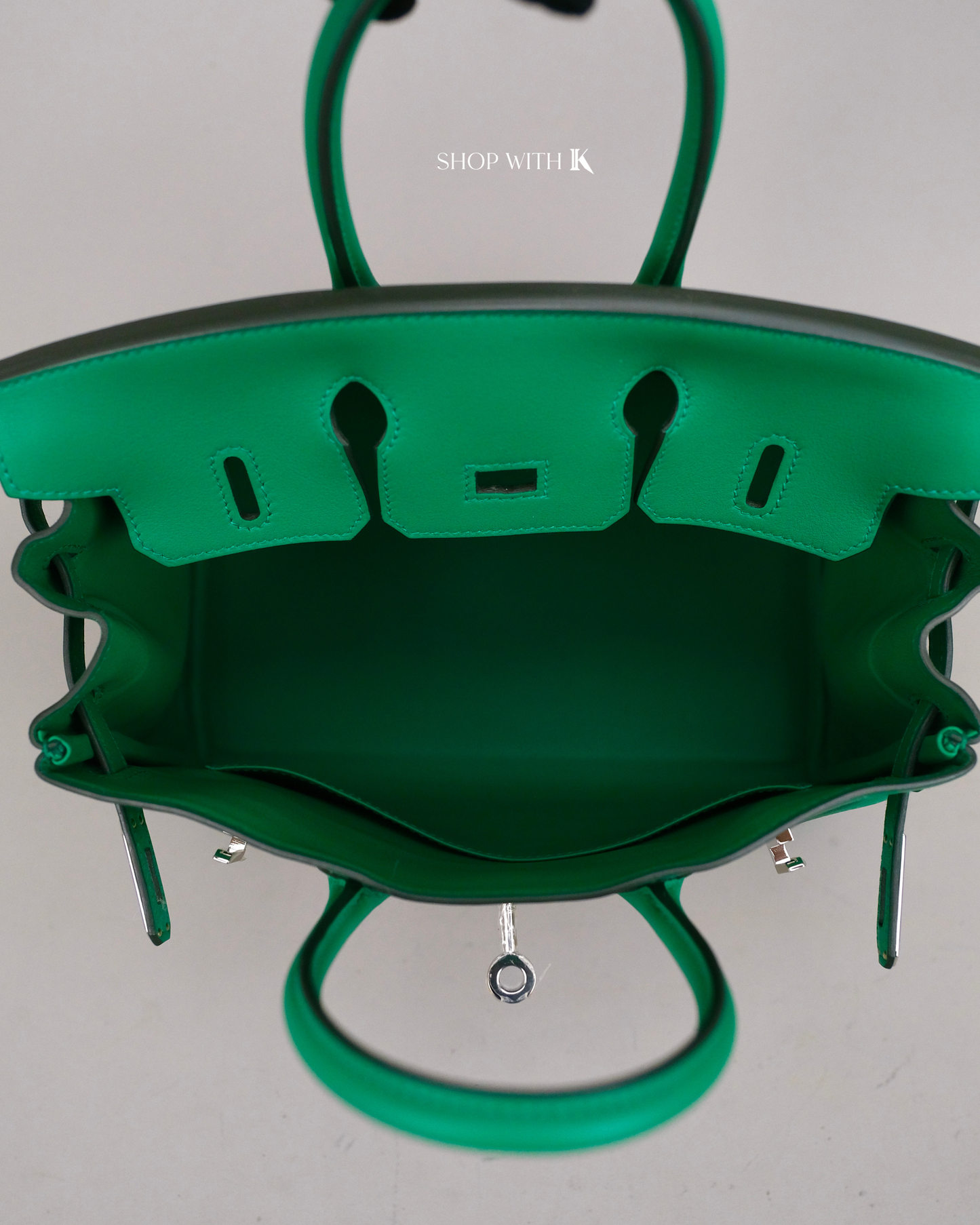 Hermes Birkin 25 Toile Swift Vert Vertigo PHW