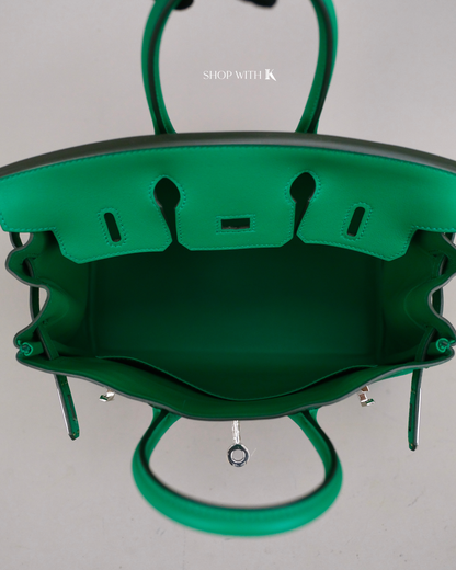 Hermes Birkin 25 Toile Swift Vert Vertigo PHW