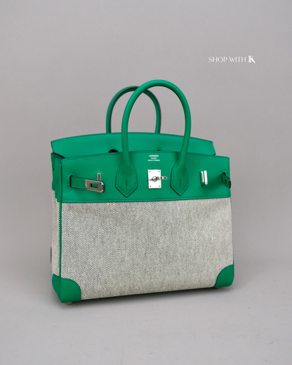 Hermes Birkin 25 Toile Swift Vert Vertigo PHW