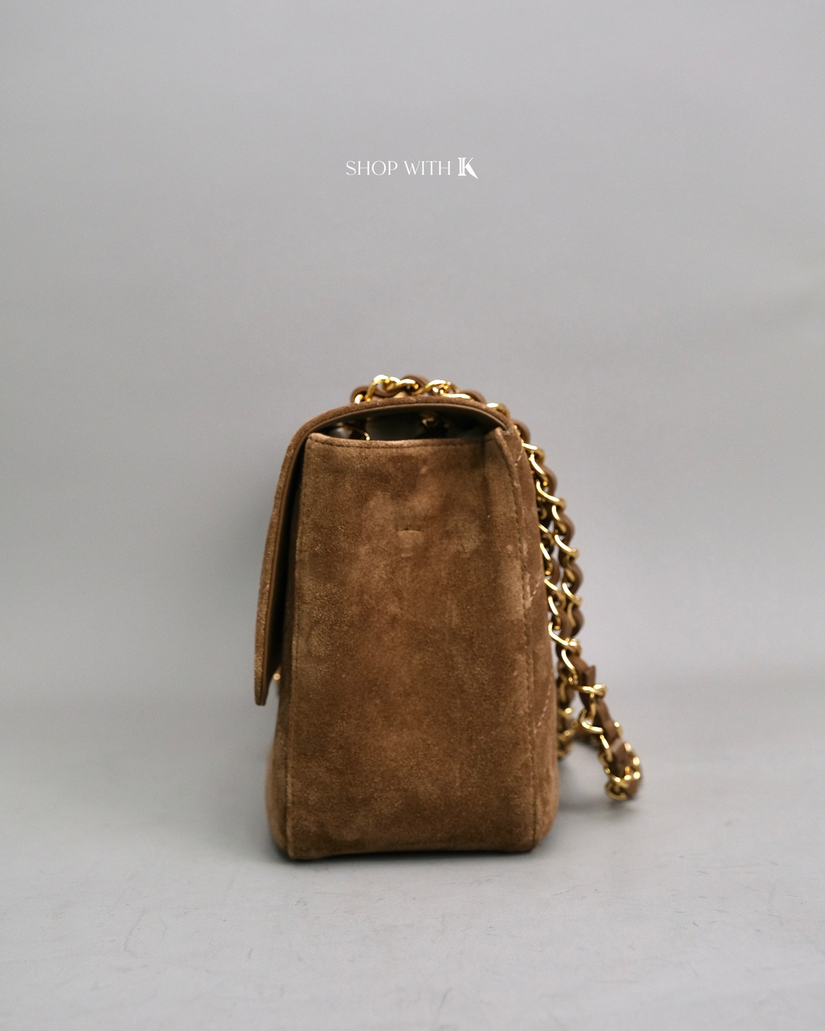 Chanel Maxi Flap Dark Beige Suede - 32cm