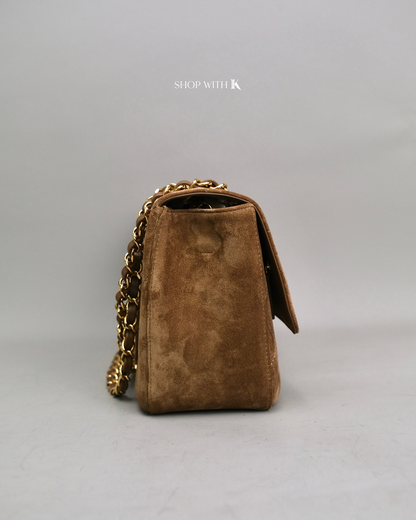 Chanel Maxi Flap Dark Beige Suede - 32cm