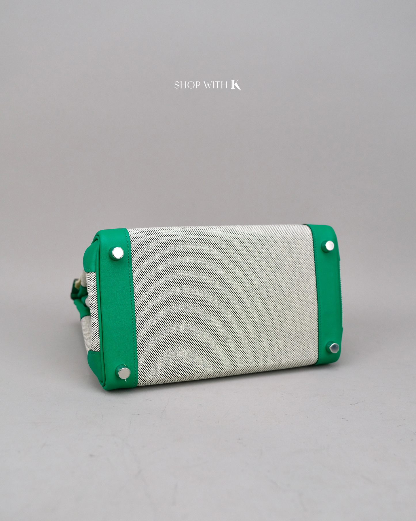 Hermes Birkin 25 Toile Swift Vert Vertigo PHW