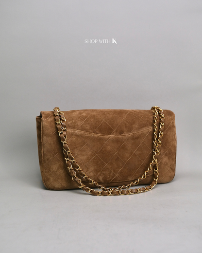 Chanel Maxi Flap Dark Beige Suede - 32cm