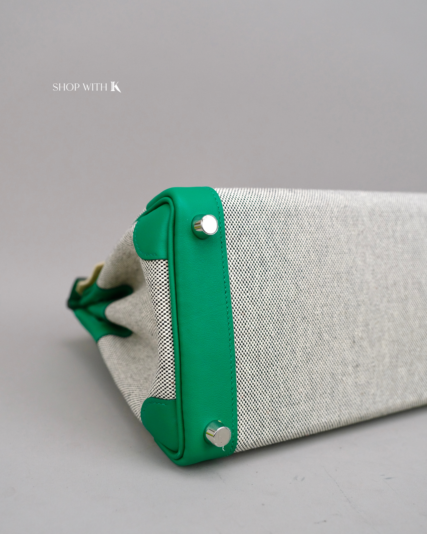 Hermes Birkin 25 Toile Swift Vert Vertigo PHW