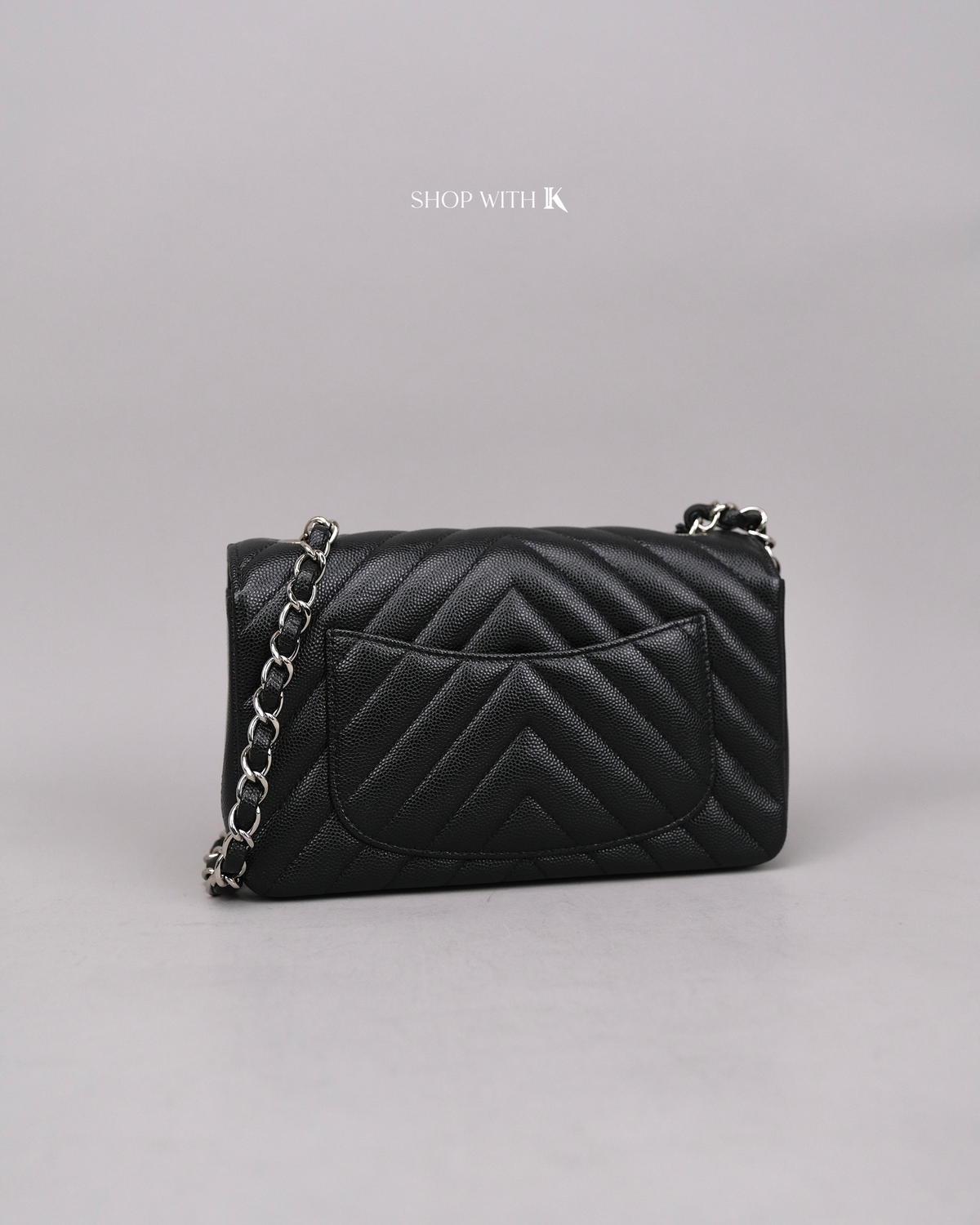 Chanel Mini Rectangle Chevron Black SHW