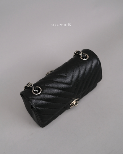 Chanel Mini Rectangle Chevron Black SHW