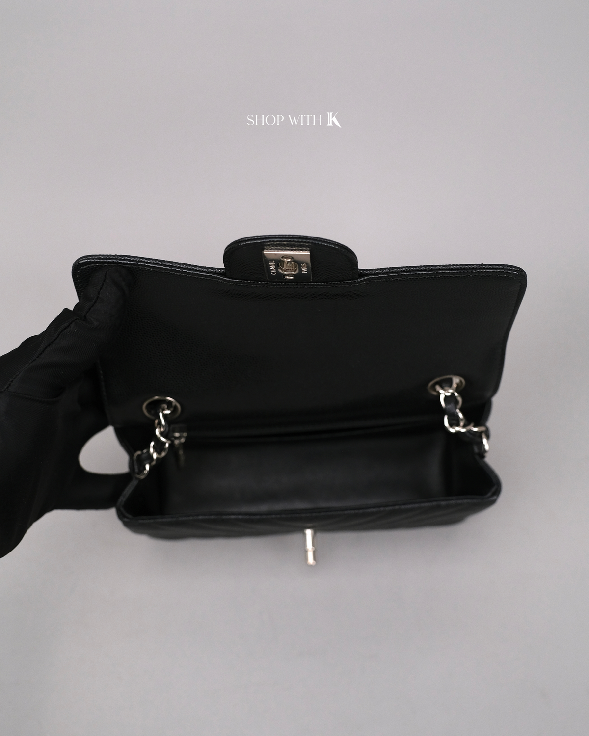 Chanel Mini Rectangle Chevron Black SHW