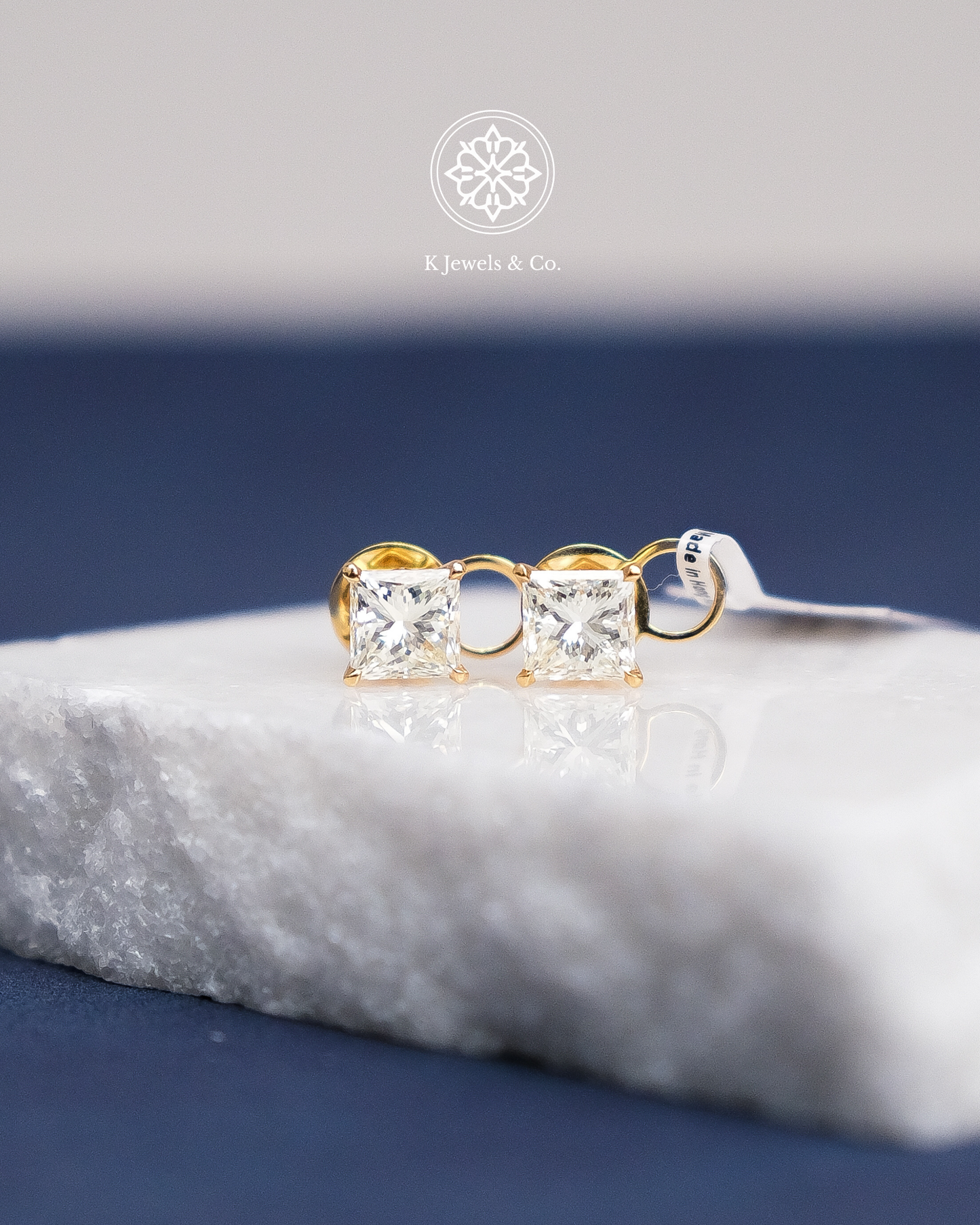 Princess Cut Diamond Earrings w/ GIA