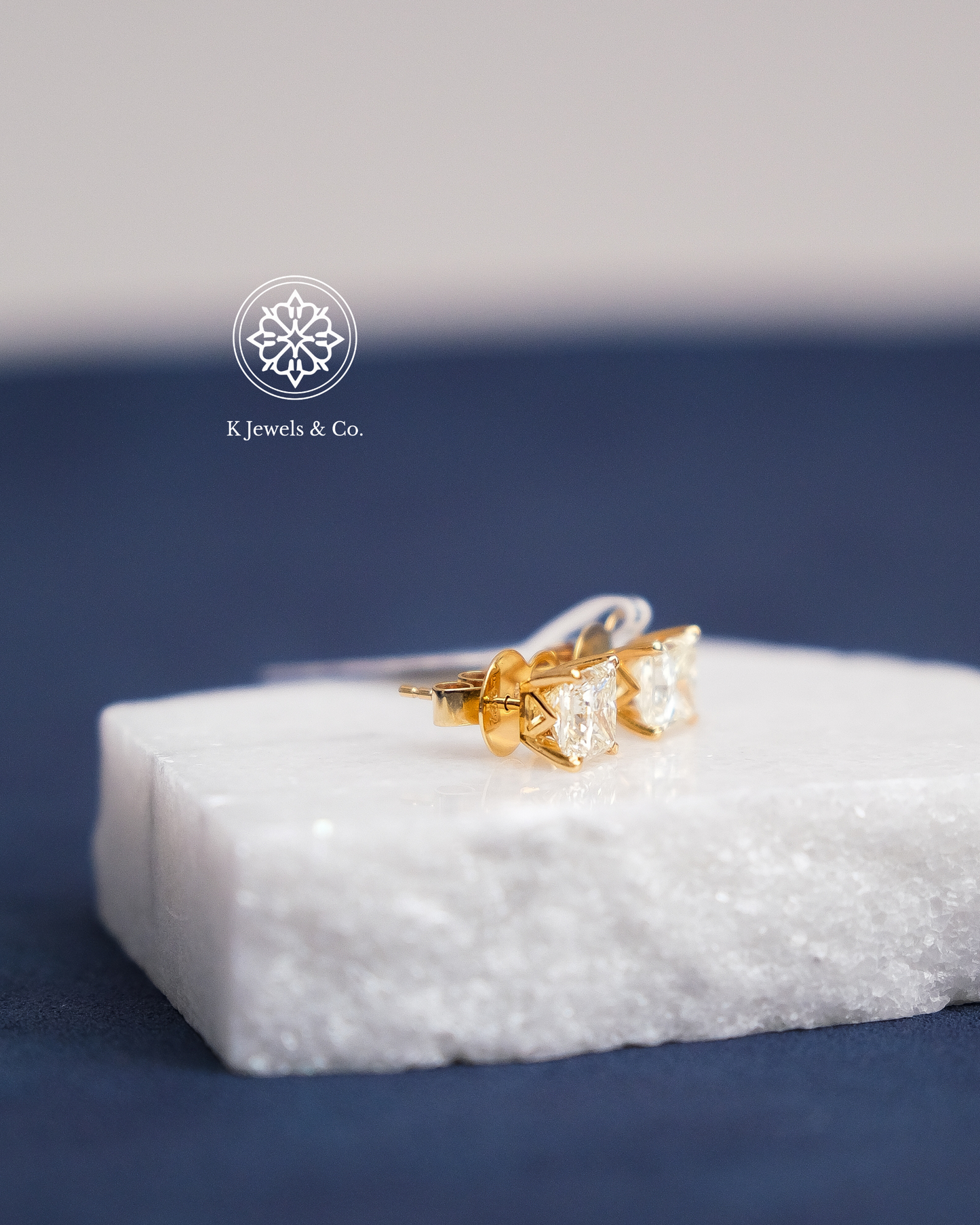 Princess Cut Diamond Earrings w/ GIA