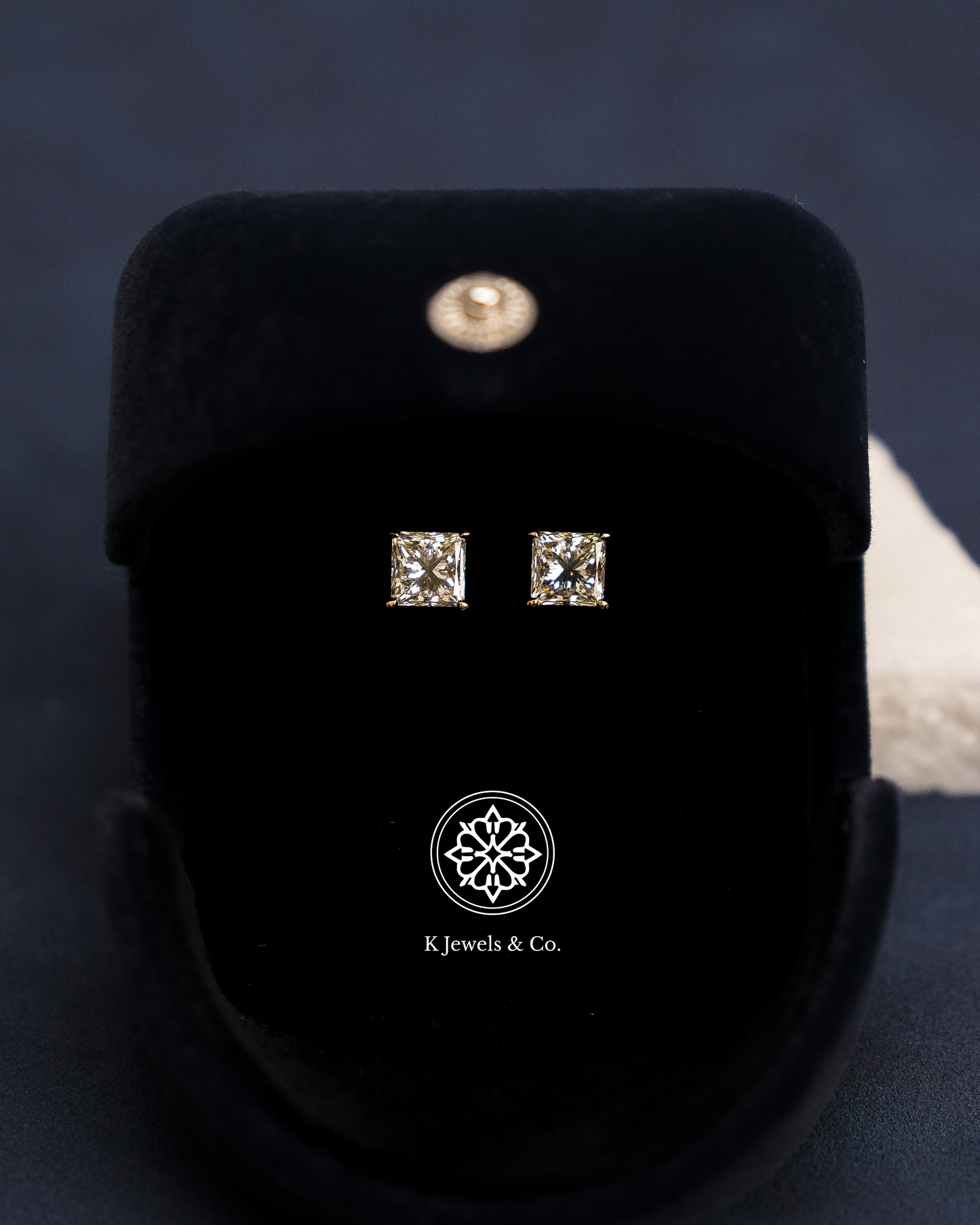 Princess Cut Diamond Earrings w/ GIA