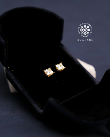 Princess Cut Diamond Earrings w/ GIA