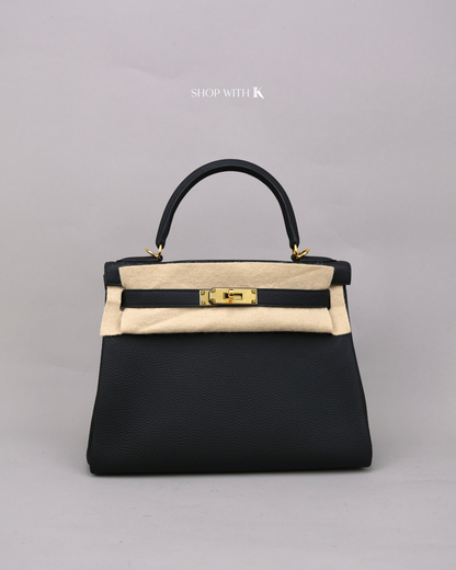 Hermes Kelly 28 Noir GHW