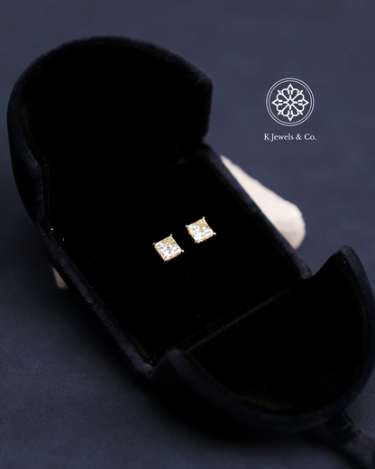 Princess Cut Diamond Earrings w/ GIA