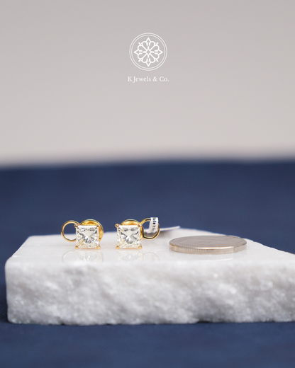 Princess Cut Diamond Earrings w/ GIA