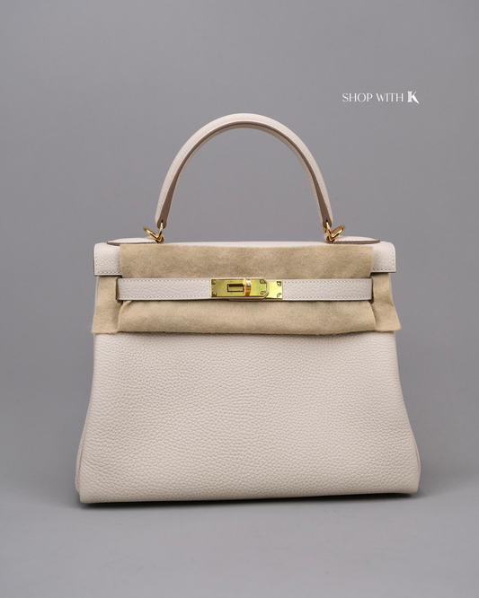 Hermes Kelly 28 Craie GHW