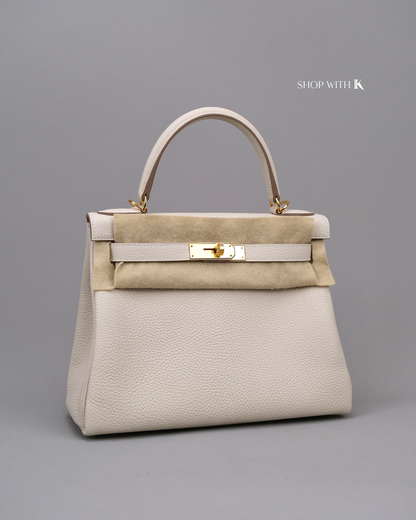 Hermes Kelly 28 Craie GHW