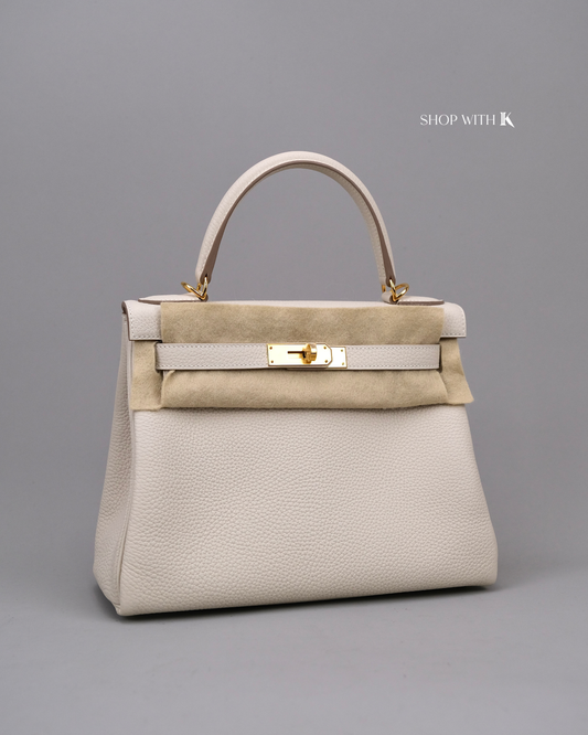 Hermes Kelly 28 Craie GHW