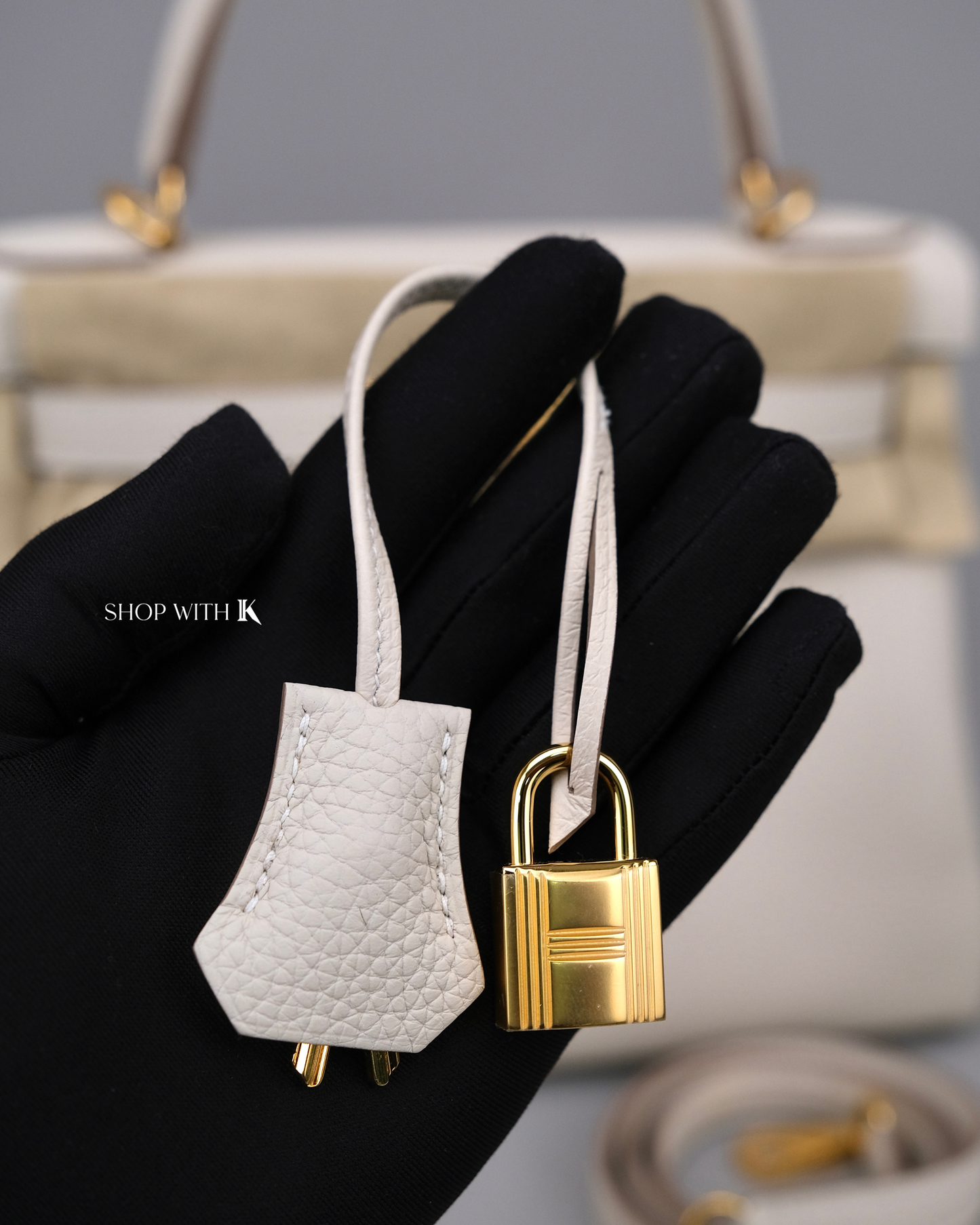 Hermes Kelly 28 Craie GHW