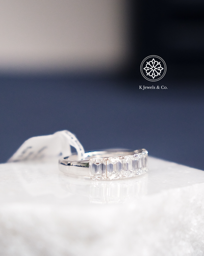 Half Eternity Emerald Cut Diamond Ring
