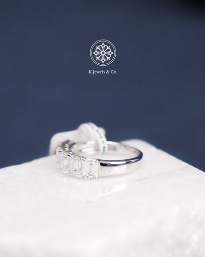 Half Eternity Emerald Cut Diamond Ring