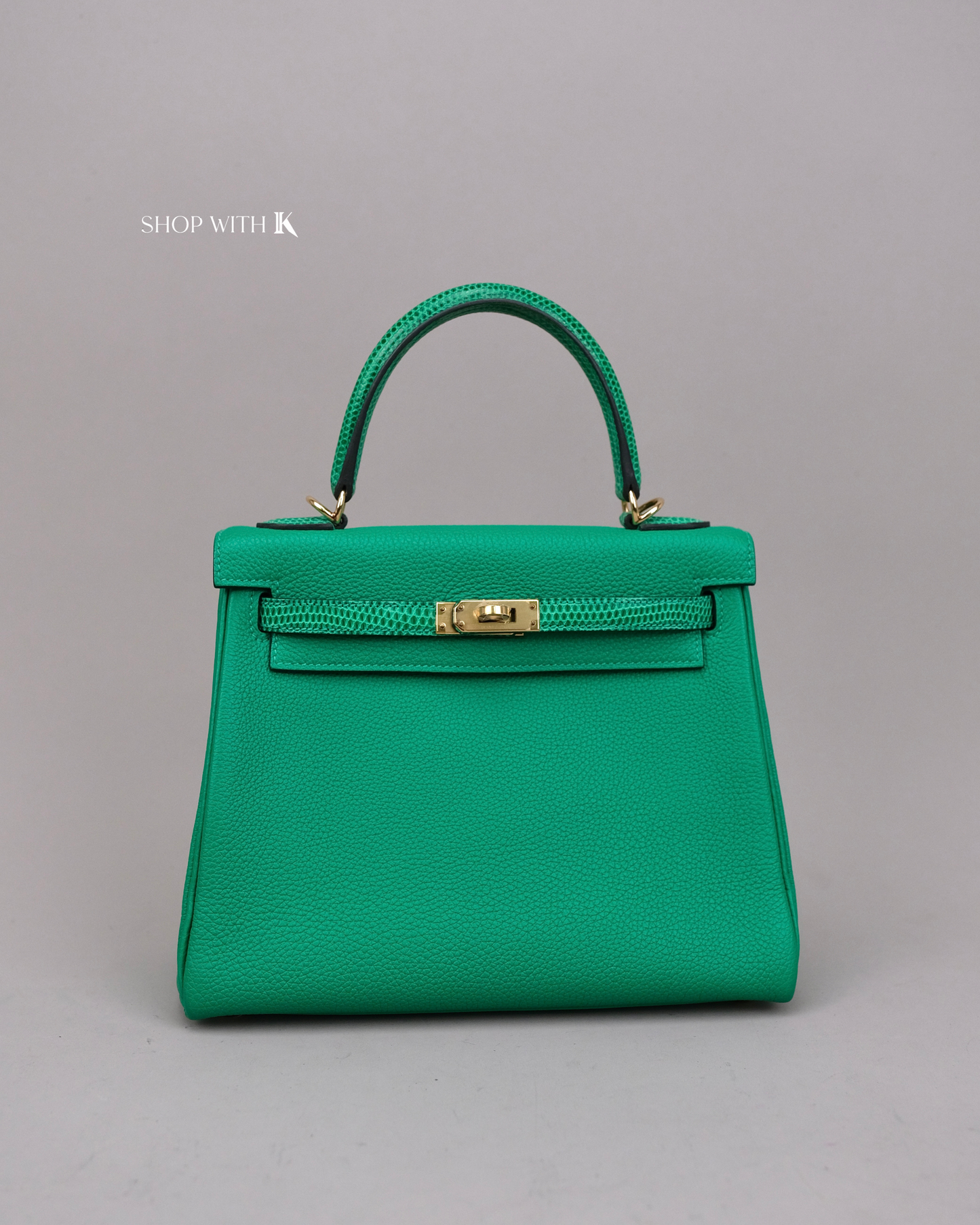 Hermes Kelly 25 Vert Menthe Lizard Touch GHW