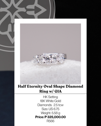 Half Eternity Oval Shape Diamond Ring w/ GIA