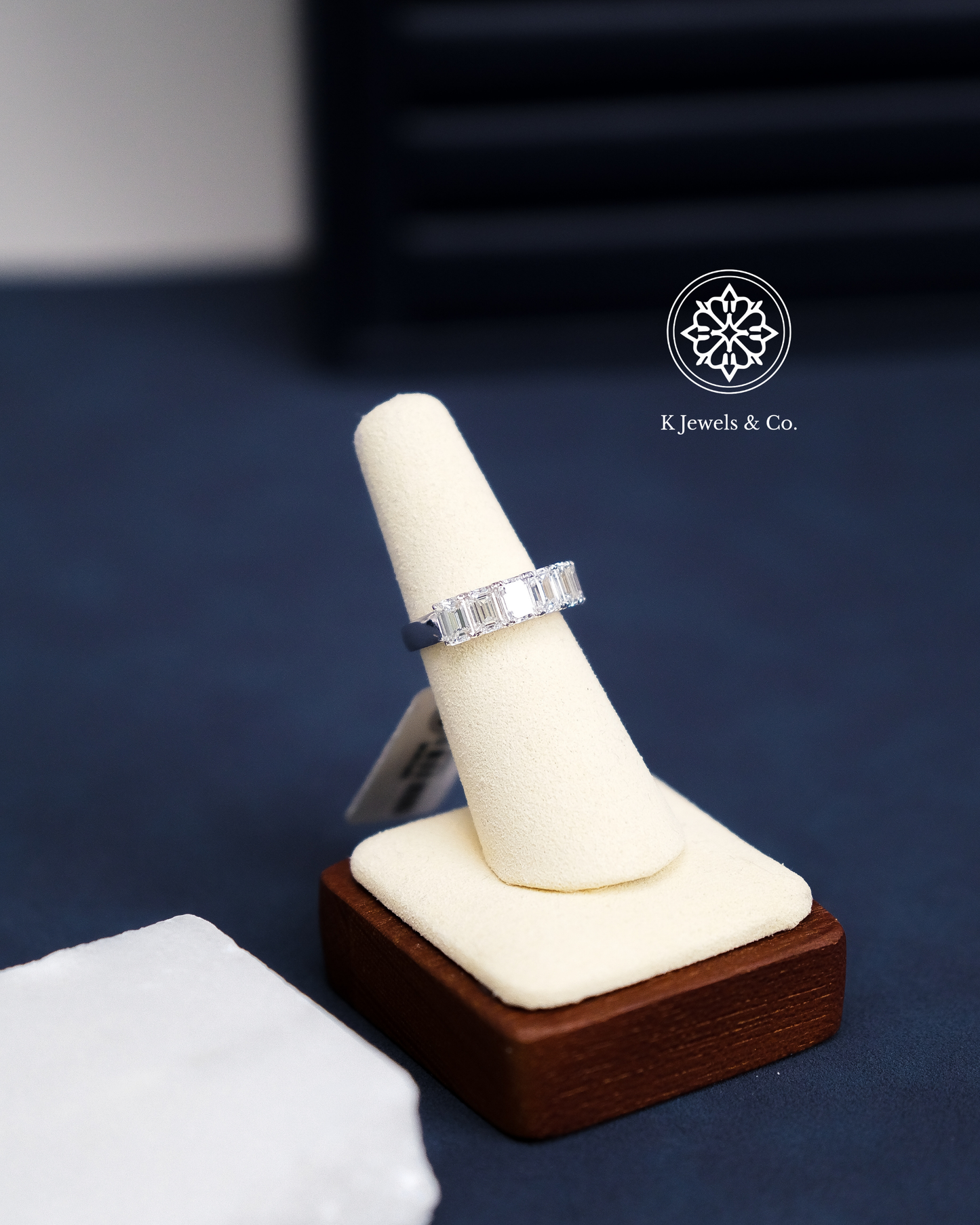 Half Eternity Emerald Cut Diamond Ring