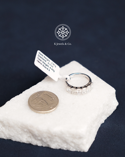 Half Eternity Emerald Cut Diamond Ring