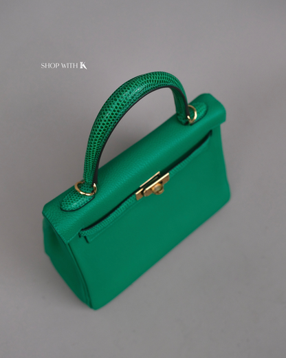 Hermes Kelly 25 Vert Menthe Lizard Touch GHW