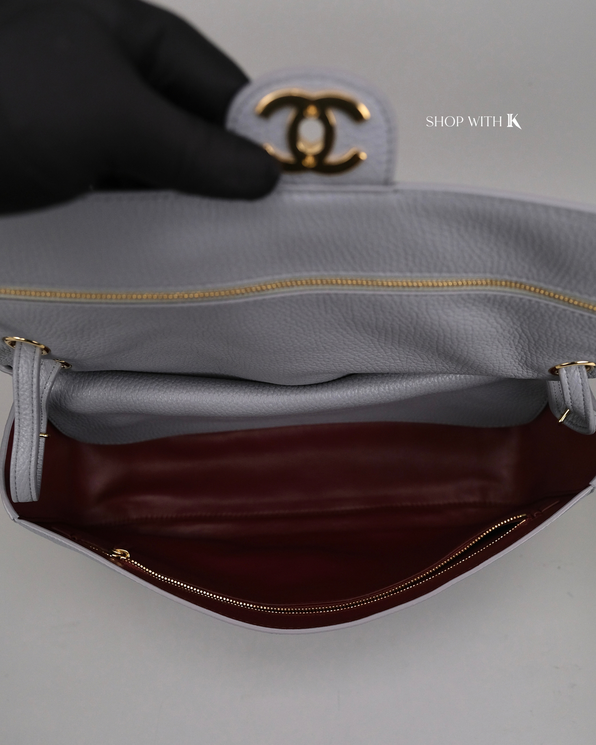 Chanel Maxi Flap Gray GHW - 32cm