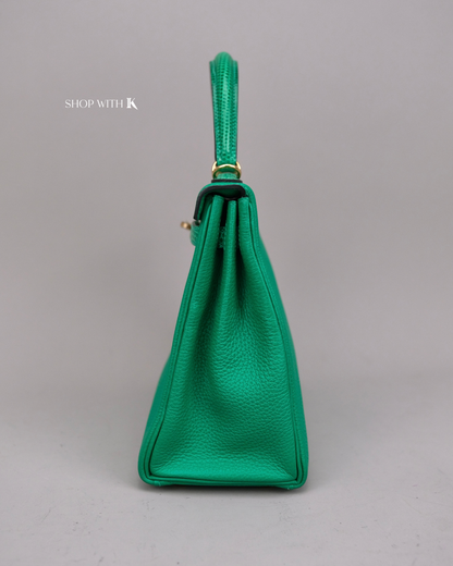 Hermes Kelly 25 Vert Menthe Lizard Touch GHW