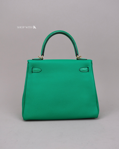 Hermes Kelly 25 Vert Menthe Lizard Touch GHW