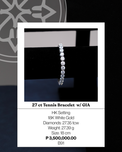 27 ct Tennis Bracelet w/ GIA