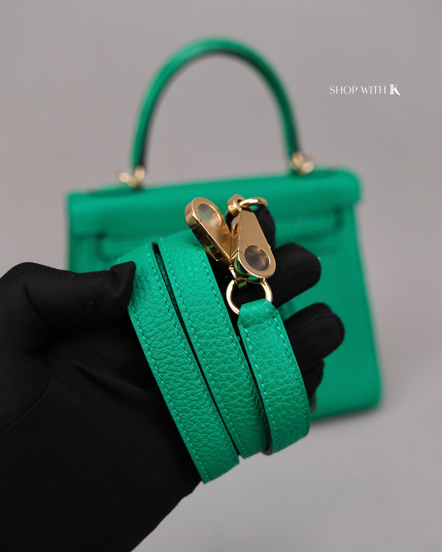 Hermes Kelly 25 Vert Menthe Lizard Touch GHW