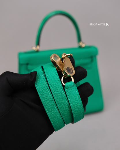 Hermes Kelly 25 Vert Menthe Lizard Touch GHW