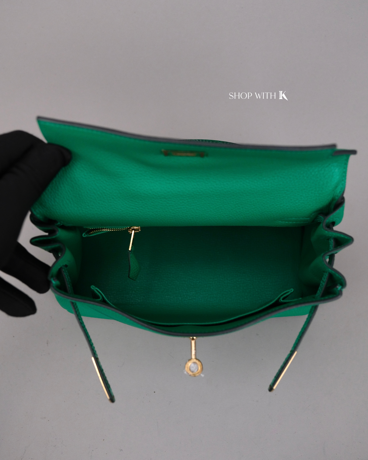 Hermes Kelly 25 Vert Menthe Lizard Touch GHW