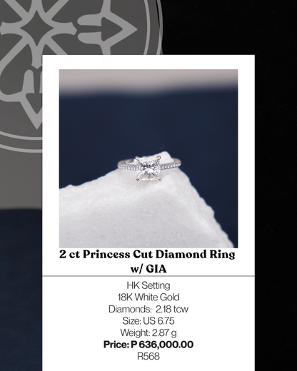 2ct Princess Cut Diamond Ring w/ GIA