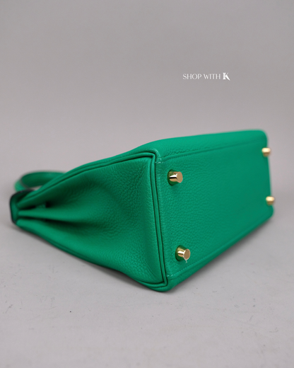 Hermes Kelly 25 Vert Menthe Lizard Touch GHW