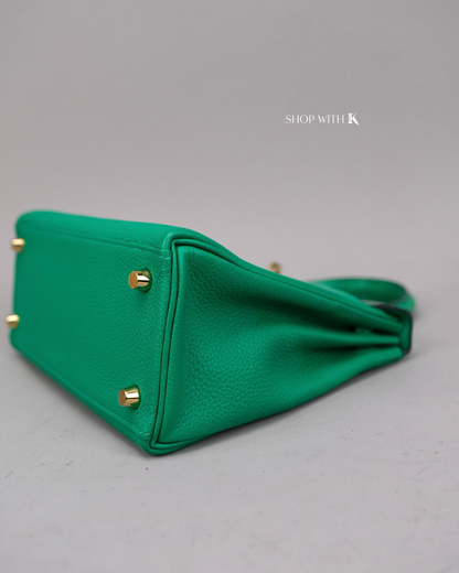 Hermes Kelly 25 Vert Menthe Lizard Touch GHW