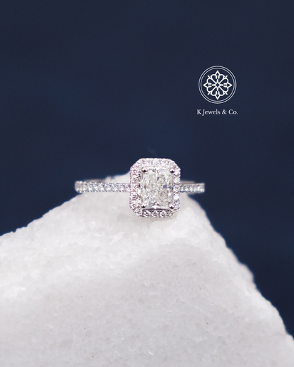 1ct Cushion Diamond Ring with Halo w/ GIA