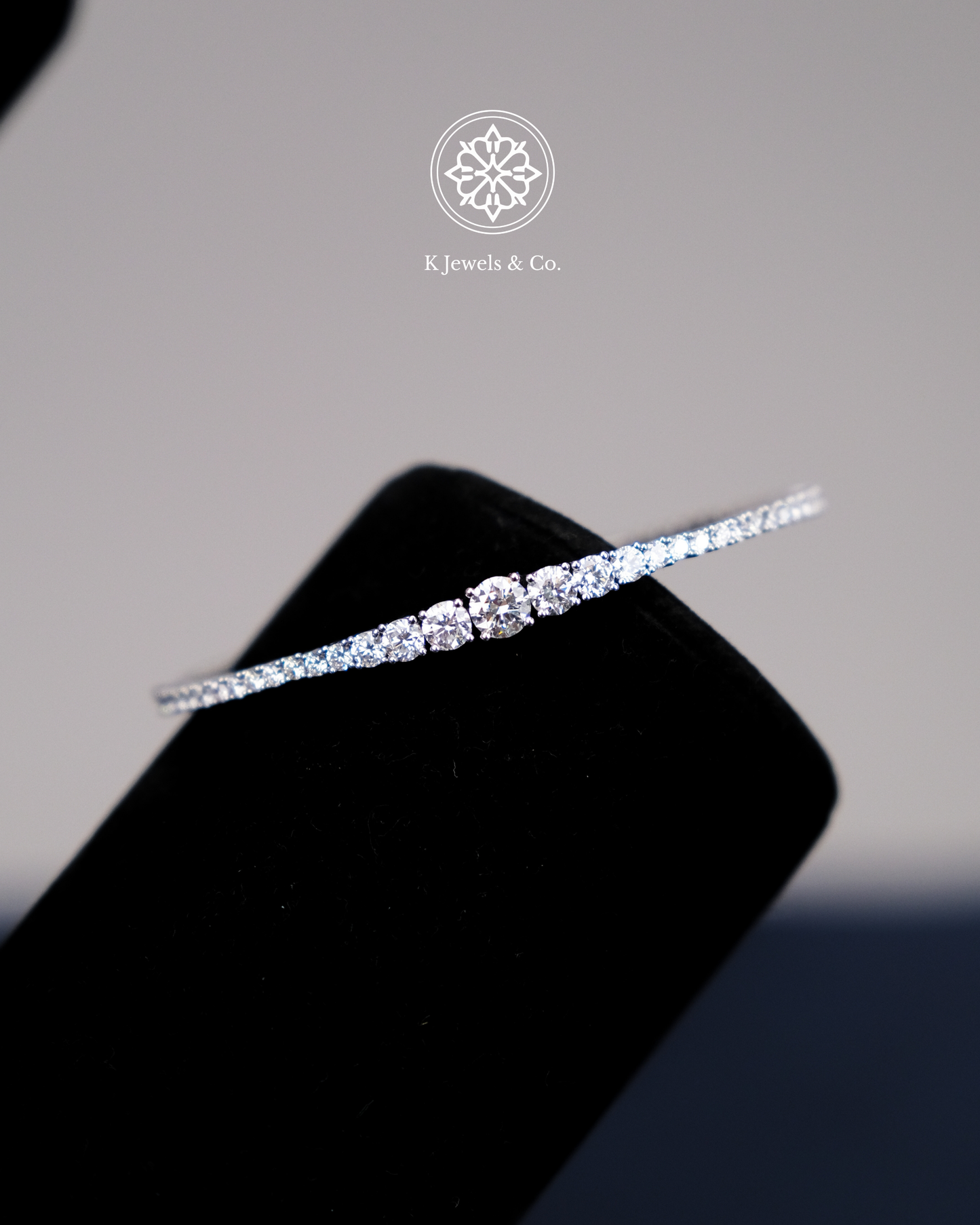 Diamond Bangle in White Gold