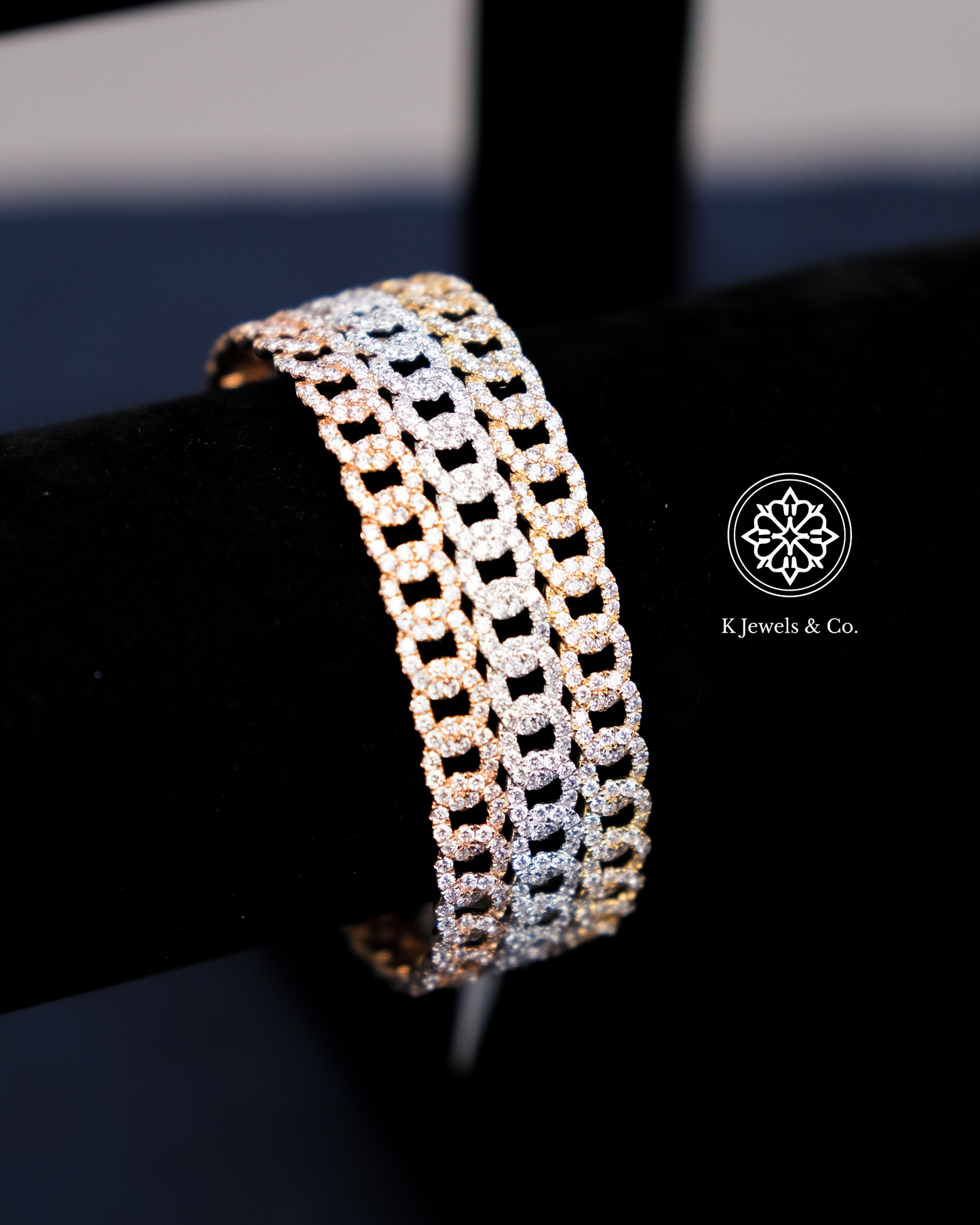 Tricolor Diamond Bangle