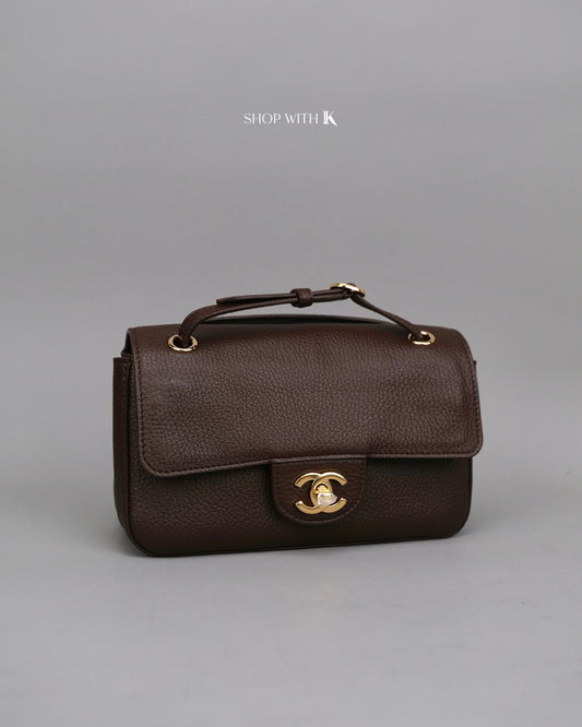 Chanel Mini Maxi Flap Choco Brown GHW
