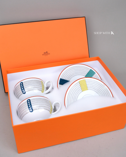 Hermes Tressages Equastres Breakfast Cup and Saucer