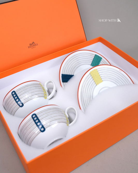 Hermes Tressages Equastres Breakfast Cup and Saucer